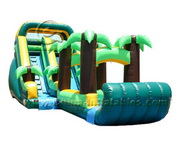 inflatable water park slide amusement palm tree jungle